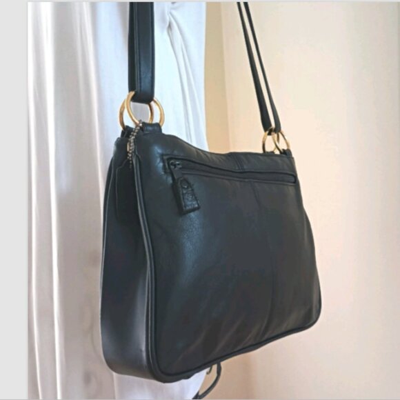 Gaba-Gaba Genuine Leather Multiple Compartments Shoulder Bag Handbag Black Soft - Picture 14 of 17